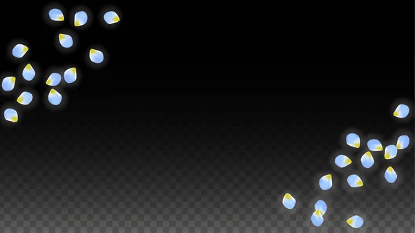 透明な背景のベクトル現実的な青い花びら. — ストックベクタ
