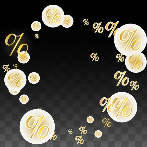 Luxury Vector Gold Percentage Sign Confetti na Transparente. Perc — Vetor de Stock