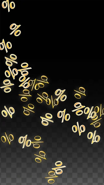 Luxury Vector Gold Percentage Sign Confetti na Transparente. Perc —  Vetores de Stock