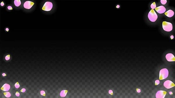 Petali rosa realistici vettoriali che cadono su sfondo trasparente. Primavera Romantico Fiori Illustrazione. Petali volanti. Sakura Spa Design. Fiore Confetti . — Vettoriale Stock