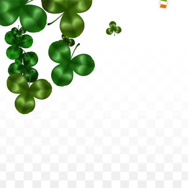 Διάνυσμα Leaf Clover και σημαία Ιρλανδία απομονώνονται σε διαφανές φόντο. Εικονογράφηση ημέρα του Αγίου Πατρικίου. Αφίσα τυχερός τριφύλλι της Ιρλανδίας. Πρόσκληση για την συναυλία ιρλανδική παμπ. Τουρισμός στην Ιρλανδία. — Διανυσματικό Αρχείο