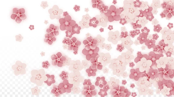 Fleurs roses vectorielles réalistes tombant sur fond transparent. Printemps Fleurs Romantiques Illustration. Flying Petals. Sakura Spa Design. Blossom Confetti. Éléments de conception pour la décoration de mariage . — Image vectorielle