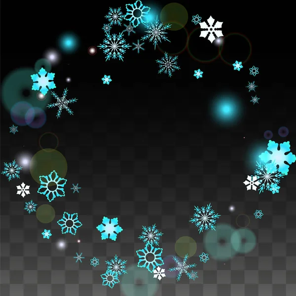 Christmas  Vector Background with Blue Falling Snowflakes Isolated on Transparent Background. Realistic Snow Sparkle Pattern. Snowfall Overlay Print. Winter Sky. Design for Party Invitation. — Stock Vector