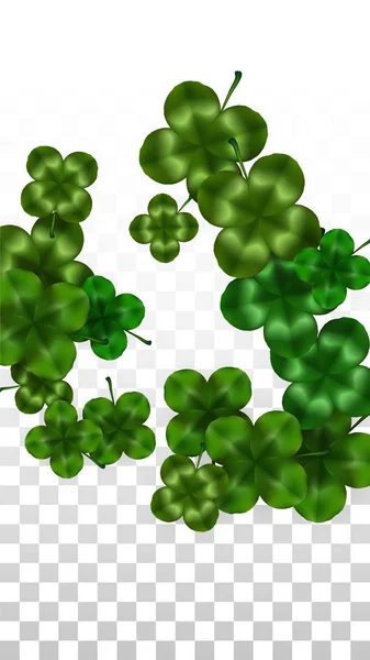 Vektorkleeblatt isoliert auf transparentem Hintergrund mit Platz für Text. St. Patrick 's Day Illustration. Irlands Lucky Shamrock Poster. Einladung zum Konzert in der Kneipe Draufsicht. Erfolgssymbole. — Stockvektor