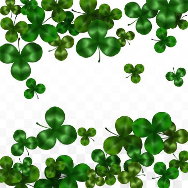 Vektör Yonca Yaprağı Saydam Arkaplanda Metin İçin Alan ile izole edildi. Aziz Patrick Günü İllüstrasyonu. İrlanda 'nın Şanslı Yonca Posteri. Pub 'daki konser icadı. Üst Manzara. Başarı Sembolleri.