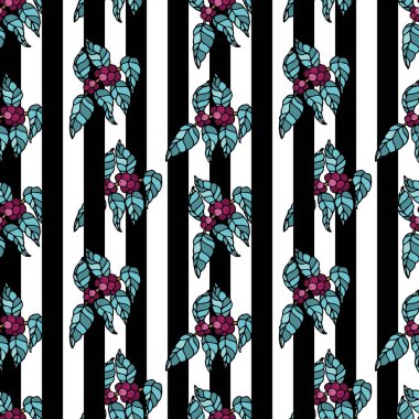 Kahve ağacı dalları ve fasulye ile dikişsiz desen