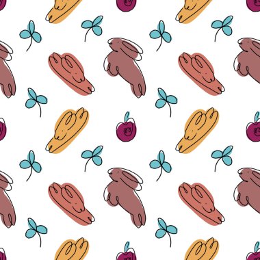 Tavşan çizgi şekilleri dikişsiz desen