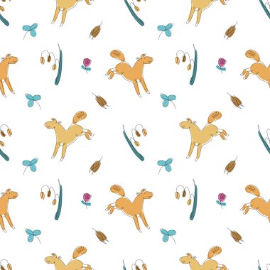 At çizgisi şekilleri dikişsiz desen