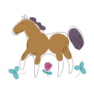 Atlar çizgi şekilleri illüstrasyon