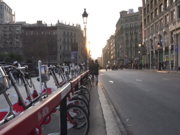 Utcák Kerékpárok Város Barcelona — Stock videók