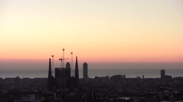 Atardecer Ciudad Barcelona — Vídeos de Stock