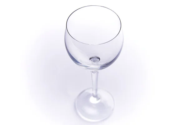 Ποτήρι Κρασιού Λάμπει Κοντινό Πλάνο Κάτοψη Ήλιο Λευκό Φόντο — Φωτογραφία Αρχείου