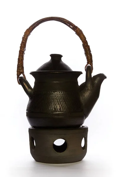 Black Chinese Teapot Heater Close White Background Royalty Free Stock Photos