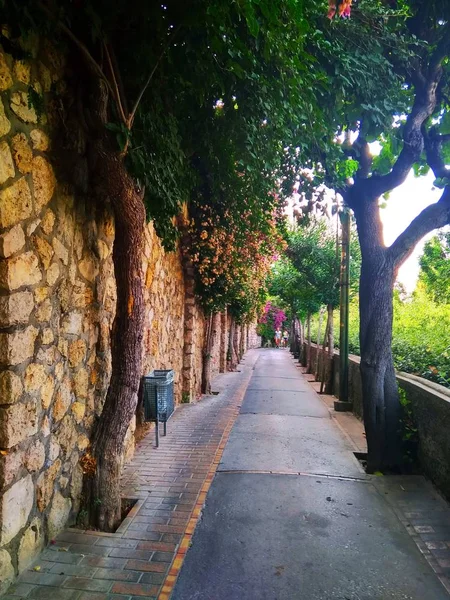 De prachtige smalle straat van Capri op een Italiaans eiland in de Middellandse Zee — Stockfoto