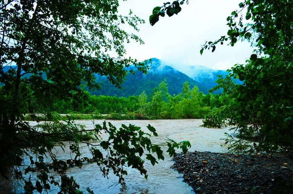 Corriente Sucia Del Río Después Lluvia Concepto Deslizamiento Río Fluye — Foto de Stock