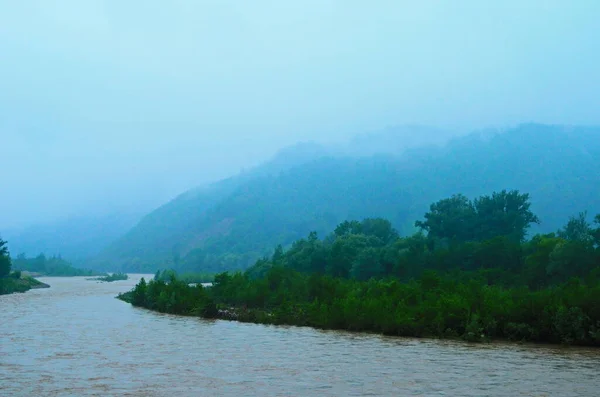 Corrente Suja Rio Depois Chuva Conceito Deslizamento Rio Flui Com — Fotografia de Stock