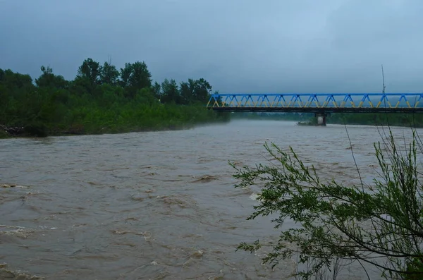Corrente Suja Rio Depois Chuva Conceito Deslizamento Rio Flui Com — Fotografia de Stock