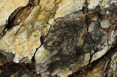 Kaya katmanları - yüzyıllar boyunca yığılmış renkli kaya oluşumları. Etkileyici dokusu olan ilginç bir arka plan..