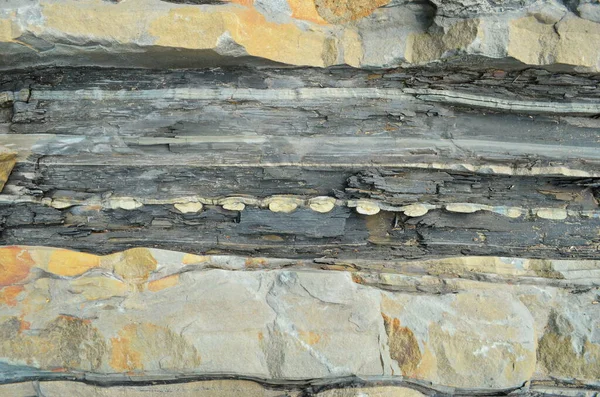 Kőzetrétegek Színes Kőzetalakzatok Halmozódtak Fel Elmúlt Évszázadok Során Érdekes Háttér — Stock Fotó