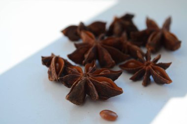 beyaz arkaplanda izole edilmiş anason yıldızları