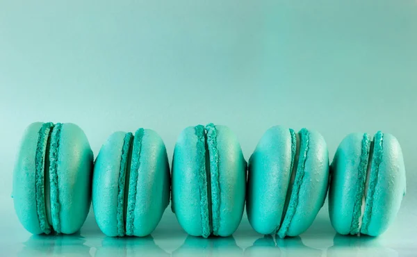 Сладкий Миндаль Красочные Tiffany Цветной Голубой Макарон Пирог Макарон Десерт — стоковое фото