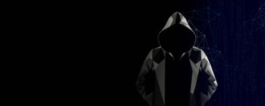 Hacker saldırısına dikkat edin. Karışık medya. Kopya alanı olan banner