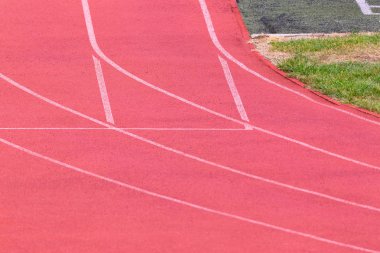 Kopyalama alanı ile spor arka plan. Stadyumda koşu pisti ile 