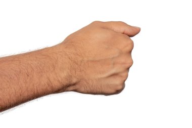 Erkekler yumruk beyaz arka plan kapı da çalıyor izole.