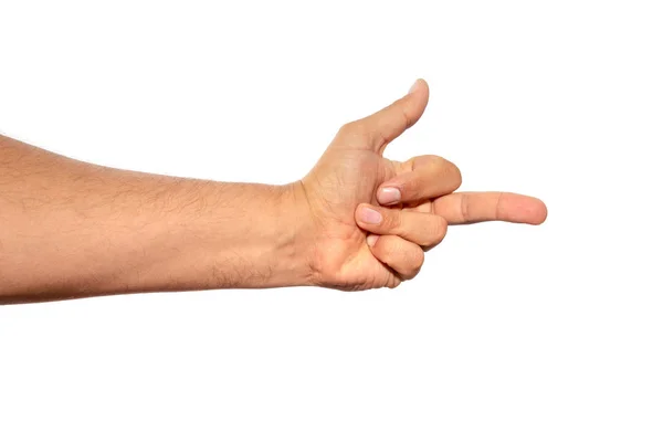 Средний палец на руке изолирован на белом фоне . — стоковое фото