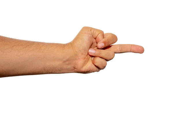Långfingret på handen isolerad på vit bakgrund. — Stockfoto