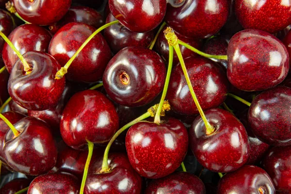 Exotic Black Large Cherry Background Close Some Berries — Stok Foto