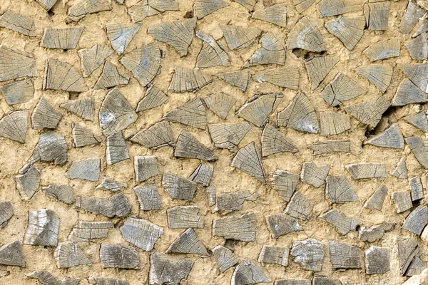 Rustykalne Zabytkowe Tło Drewniane Starego Domu Ściany Wykonane Gliny Drewnianych — Zdjęcie stockowe