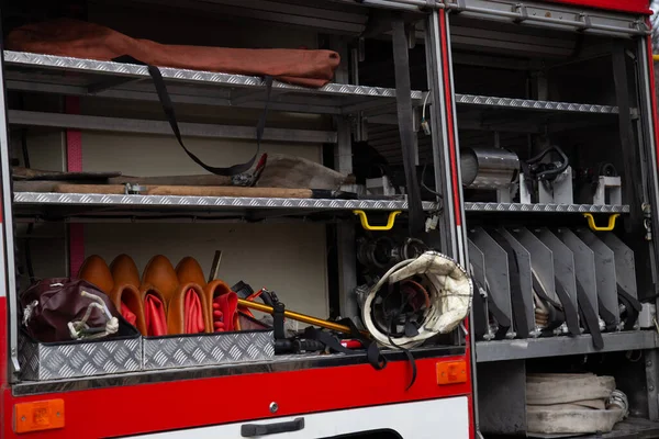 Brandweerlieden Truck Clodep Met Details Een Vrachtwagen Elementen Apparatuur — Stockfoto