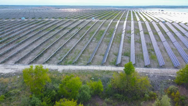 Antecedentes Paneles Solares Matriz Como Desde Arriba Moderna Central Solar — Foto de Stock