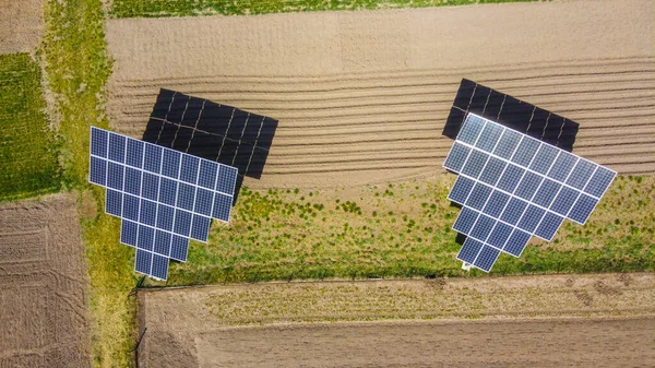 Granja Solar Sub Estación Paneles Solares Giratorios Área Rural Pequeña — Foto de Stock