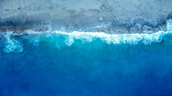 Vue Aérienne Sur Mer Avec Vagues Lever Soleil Directement Dessus — Photo