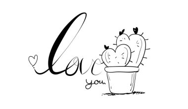 yaratıcı metin sevgi ve kaktüs çizgi film çok güzel kart