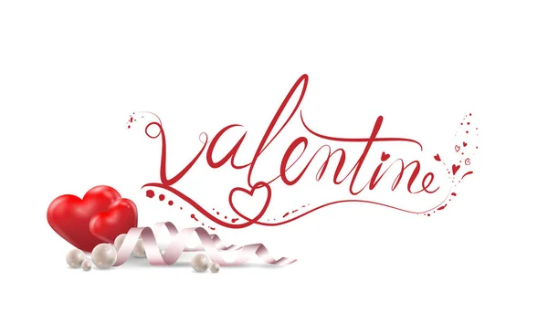 Biglietto Auguri Del Cartone Animato San Valentino Con Cuori Vettore — Vettoriale Stock