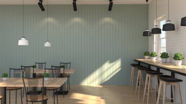 Co çalışma kafe Cafe ortamlarda iç tasarım toplantı iş konuşmak 3d render online seminer