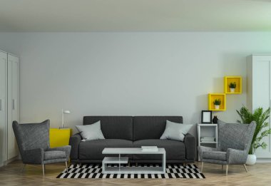 modern iç ofis ortamları dekorasyonu salon salon kanepe ve koltuk 3d render iş Online iş evde çalışma odaları işbirliği toplantısı