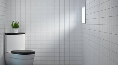 temiz oda beyaz tuvalet ve güneş ışığı beyaz duvar 3d işleme modern banyo oda iç ev tasarımı, duş, kopya alan arka plan