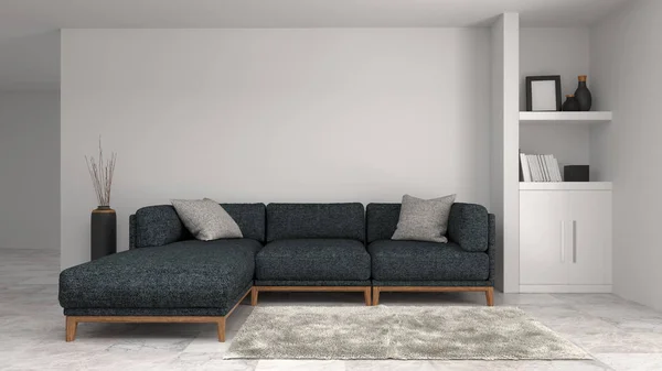 Domácí Kutily Obývacího Pokoje Moderní Pohovka Bílá Skříň Prázdné Místnosti — Stock fotografie