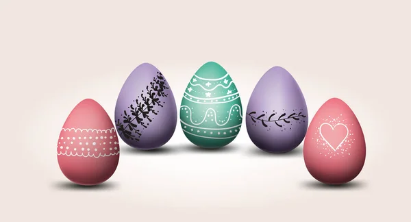 Feliz Pascua Huevos Color Pastel Con Diferente Textura Aislado Vector — Vector de stock