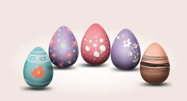 Feliz Pascua Huevos Color Pastel Con Diferente Textura Aislado Vector — Archivo Imágenes Vectoriales