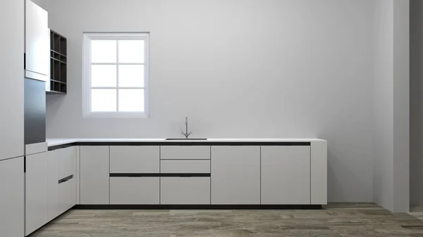 Kitchen Home Luxury White Cabinets Illustration Modern Kitchen Interior Design — Stock Photo, Image