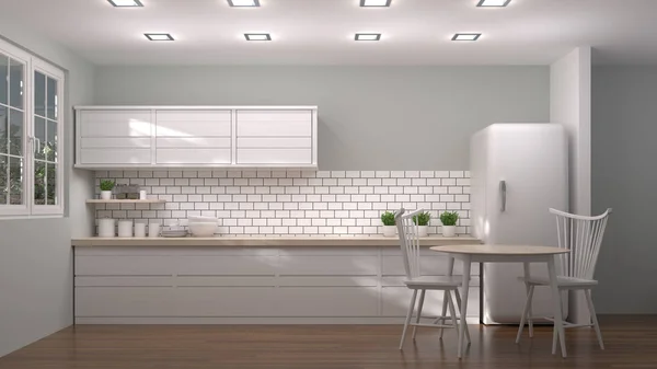 Κουζίνα Πολυτελές Σπίτι Λευκά Γραφεία Απεικόνιση Μοντέρνα Κουζίνα Διακόσμηση — Φωτογραφία Αρχείου