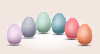 Yumurta Paskalya günü izole için farklı pastel renk, öğeleri vektör poster ve afiş arka plan ve davet ve kum el ilanı broşür için bahar tatil