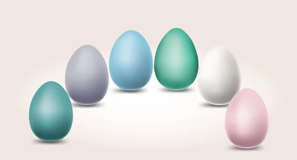 Huevos Diferentes Colores Pastel Para Día Pascua Aislado Elementos Vector — Vector de stock