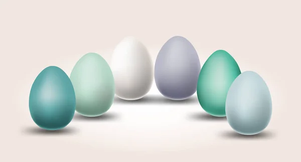 Huevos Diferentes Colores Pastel Para Día Pascua Aislado Elementos Vector — Vector de stock