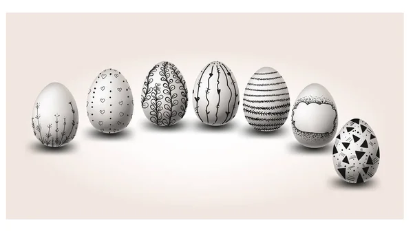 Happy Easter Eggs Different Texture Isolated Vector Background Banners Elements — стоковый вектор